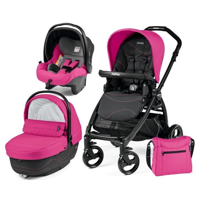 PEG PEREGO Pack SPORTIVO BLOOM PINK sur châssis BOOK PLUS Noir Mat