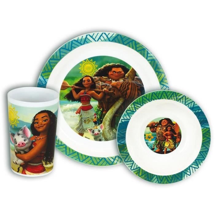 Fun House Disney Vaiana ensemble repas comprenant 1 assiette, 1 verre et 1 bol pour enfant