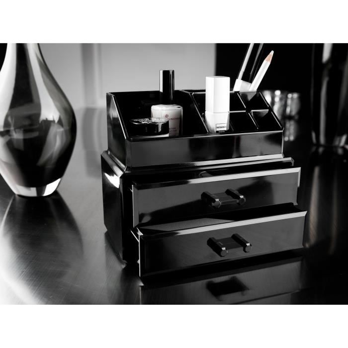 COMPACTOR Boîte de rangement bijoux 2 tiroirs - Noir