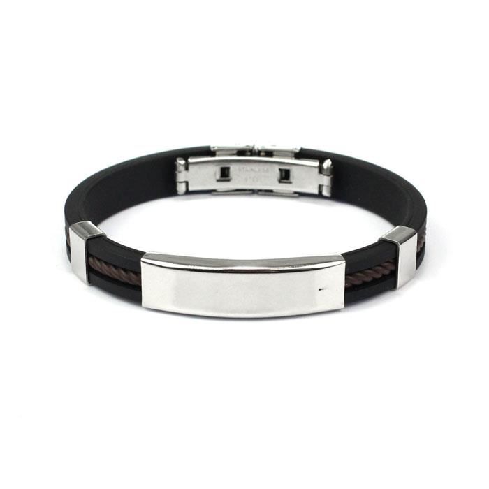 MO,1151 Fashion hommess Bijoux Bracelet Stainless Steel Cuff Bangle Han noir