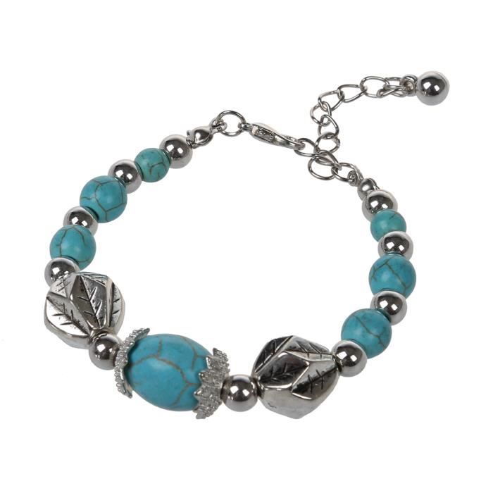 BRACELET , GOURMETTE Bijoux de Bracelets Fantaisie de Perles Turquoise. Materiel Argent tibetain