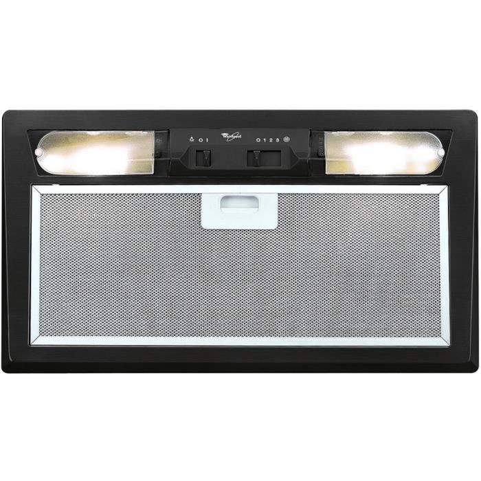 WHIRLPOOL WSLESS66FASK - Hotte extracteur-Evacuation / Recyclage-336 m3 air max / h-68dB max-3 vitesses-L 52,4cm-Noir