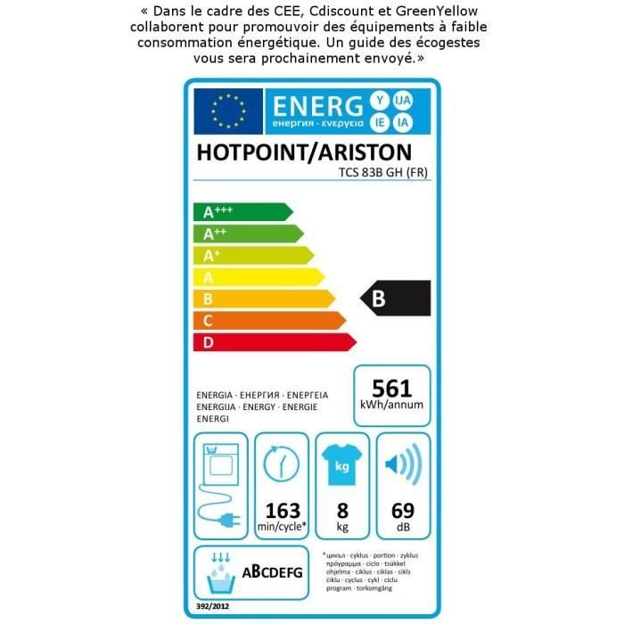  TCS 83 B GH - Sèche linge - 8 kg - Condensation1