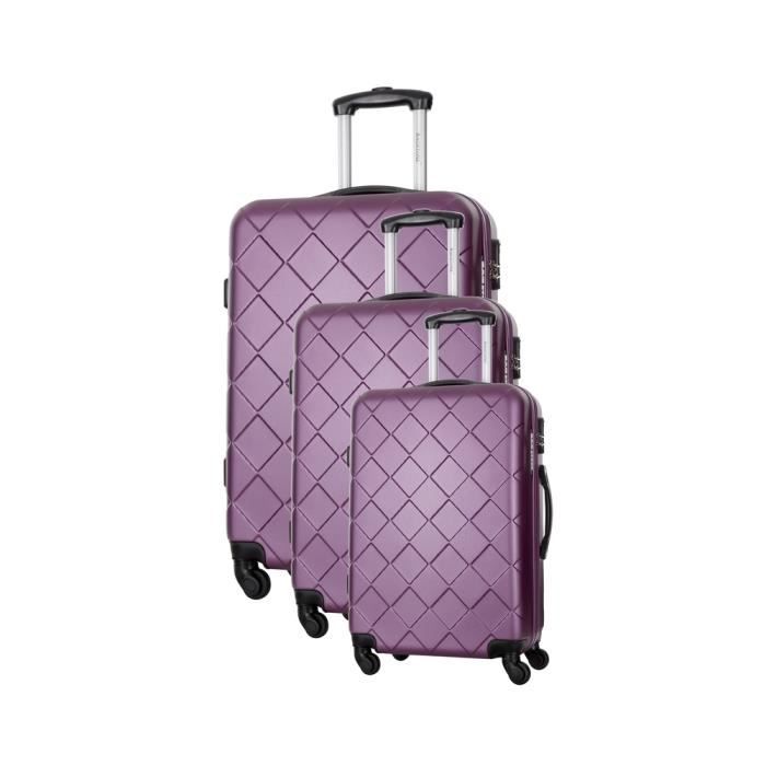 BAG STONE Set de 3 Valises 4 roues S/M/L Violet Lewis