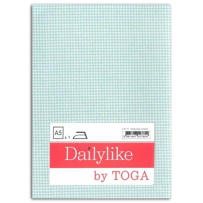 Dailylike Tissu thermocollant A5 - vichy bleu ciel
