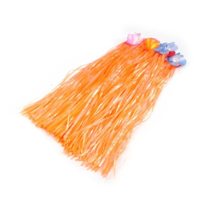 Jupe Vahiné orange 60 cm   Jupe Vahiné avec dessus fleurs pour