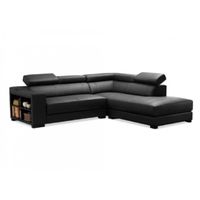 CANAPÉ - SOFA - DIVAN Canapé d'angle cuir LEEDS - Noir - Angle droit CANAPÉ - SOFA - DIVAN Canapé d'angle cuir LEEDS - Noir - Angle droit
