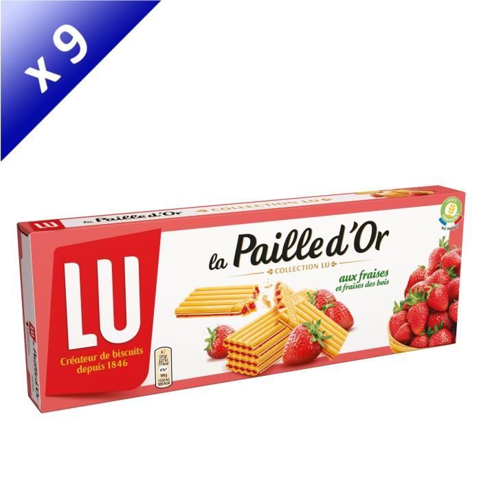 Lot de 9 LU Paille d'or à la fraise et fraise des bois - 170 g