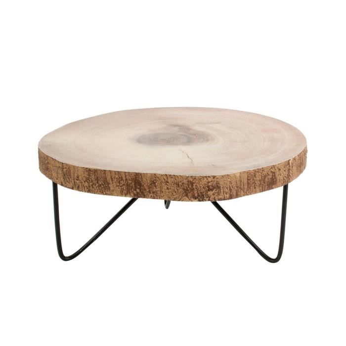 Plateau rondin de bois à pieds - Diam. 30 cm - Marron - Achat / Vente
