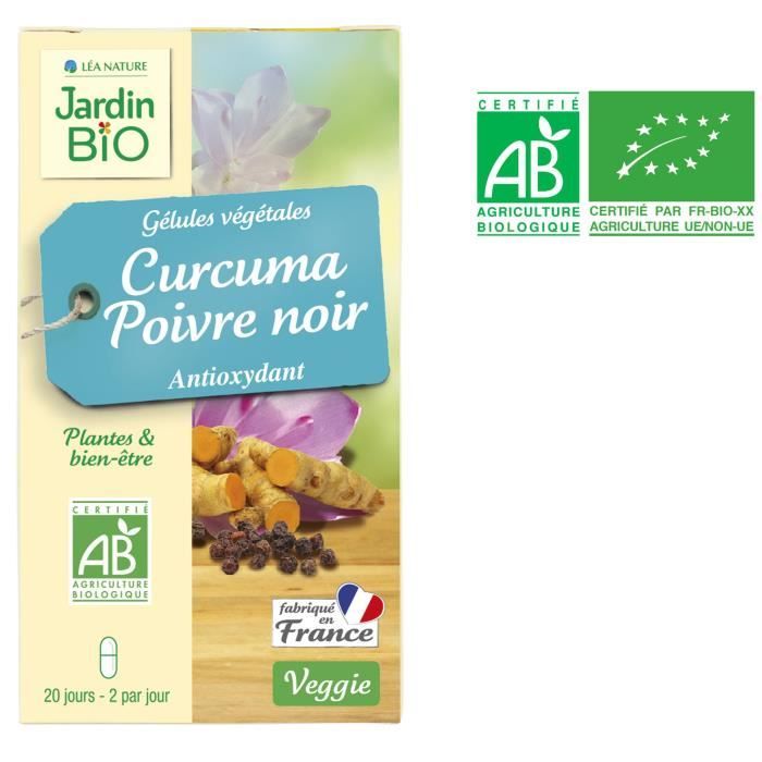 JARDIN BIO 40 gélules végétales curcuma et poivre noir - Bio - 18 g - Antioxydant