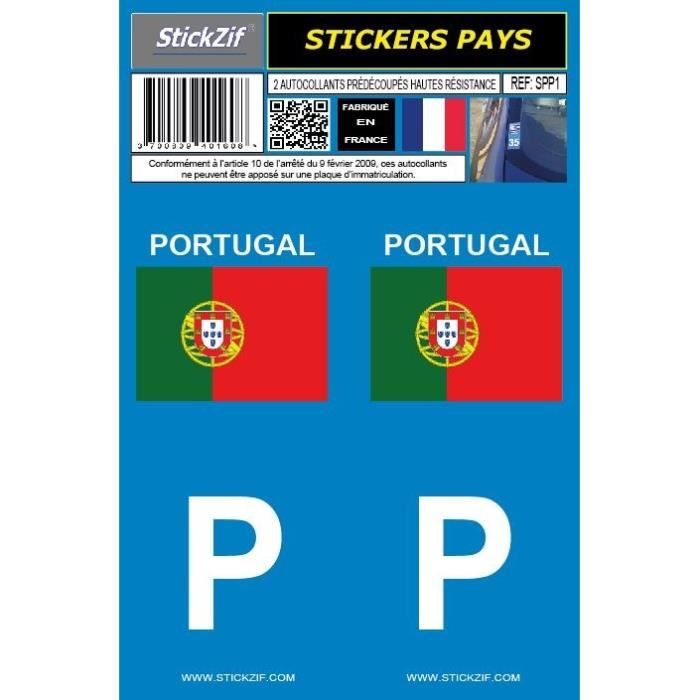 STICKZIF 2 Autocollants Pays Drapeau Portugal SPP1
