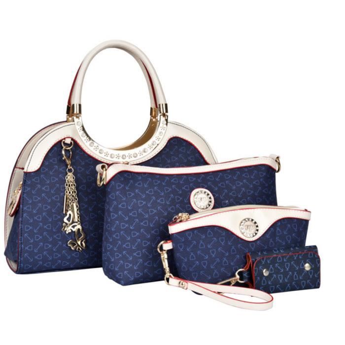 Pu À Monnaie Mode 4 Sacs Clé MainBandoulière Femme De Cuir Multifonction Impression La En Pièces Porte Sac y0Pmv8nwON