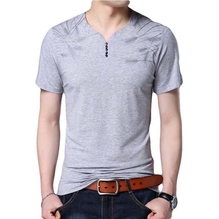 Shirt Cher Manches À Courtes Rond Noir Slim Vêtement Masculin Col Homme En Impression Tee T Hommes Pas MVpqSUz