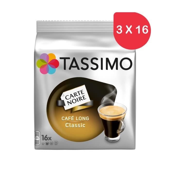 TASSIMO CARTE NOIRE Lot de 3 paquets de Café Long Classic - 3 x 16 Capsules