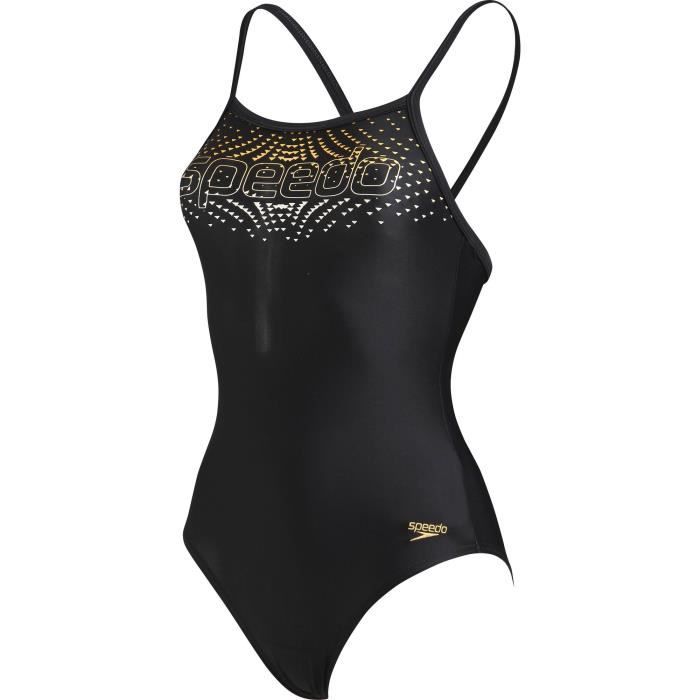 SPEEDO Maillot de bain piscine Placement Thinstra - Femme - Noir et Or