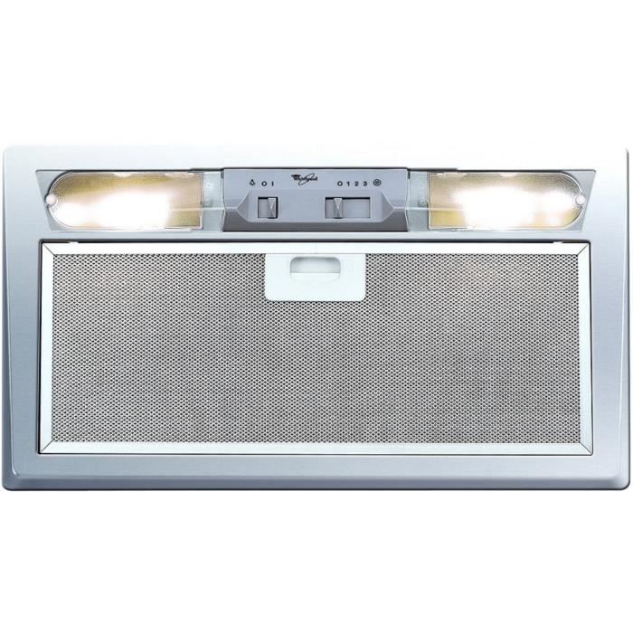 WHIRLPOOL WSLESS66ASX/1 - Hotte extracteur-Evacuation / Recyclage-336 m3 air max / h-68dB max-3 vitesses-L 52,4cm-Inox