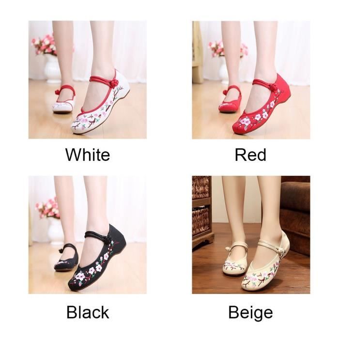 Causales Red Mocassins Toile Des beige Chaussures En noir Plat Nouvelle blanc Xz985c4xz985c4style Bracelet Arrivée Chinois Femmes Broderie qwF18F