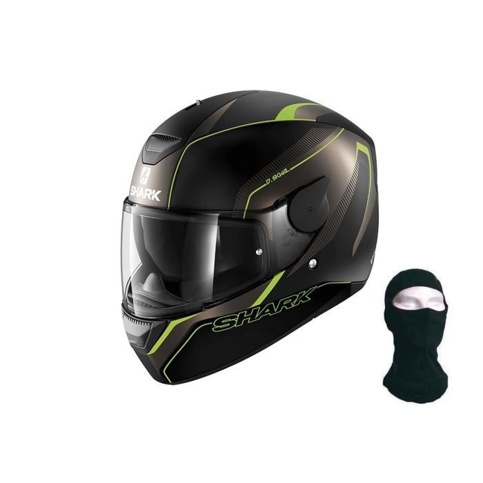 SHARK Casque intégral D Skwal Rakken noir vert mat + Cagoule