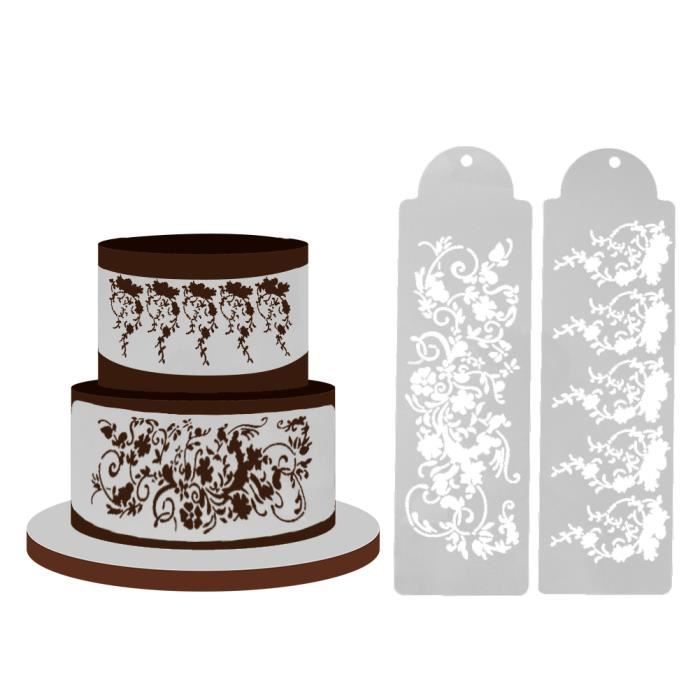 2pcs Set Pochoir En Plastique Décoration De Gâteau Sucre