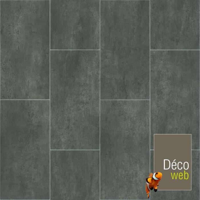 2 x 4m - sol pvc best - motif carrelage gris foncé marbré - achat