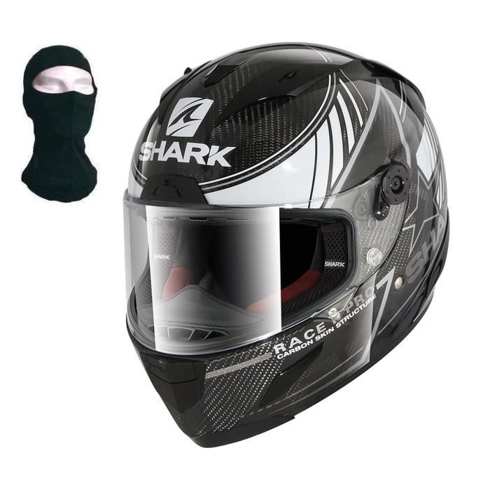 SHARK Casque Intégral Race R Pro Carbon Kolov Noir Gris + Cagoule