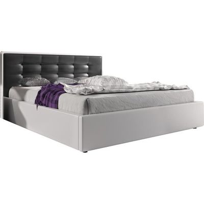 lit design 160x200 cm capitonné revêtement pu coloris noir et blanc