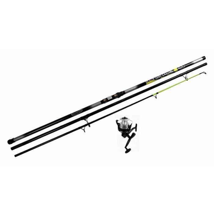 Combo Pêche Surf Casting AGC - 2 Cannes Carbone 4.20m + 2 Moulinets 5000 Avec Fil - Action 80-200g