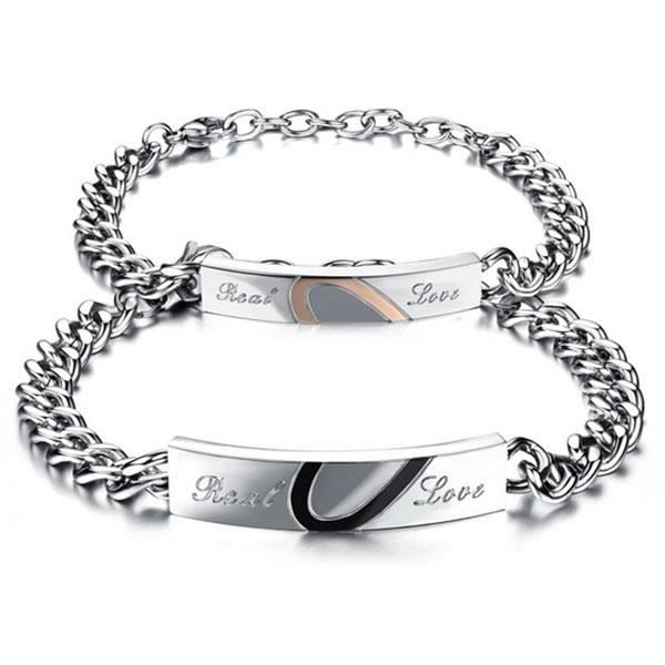 BRACELET , GOURMETTE 1pair Bracelet Couple Moyen Coeur Bracelets Lien T