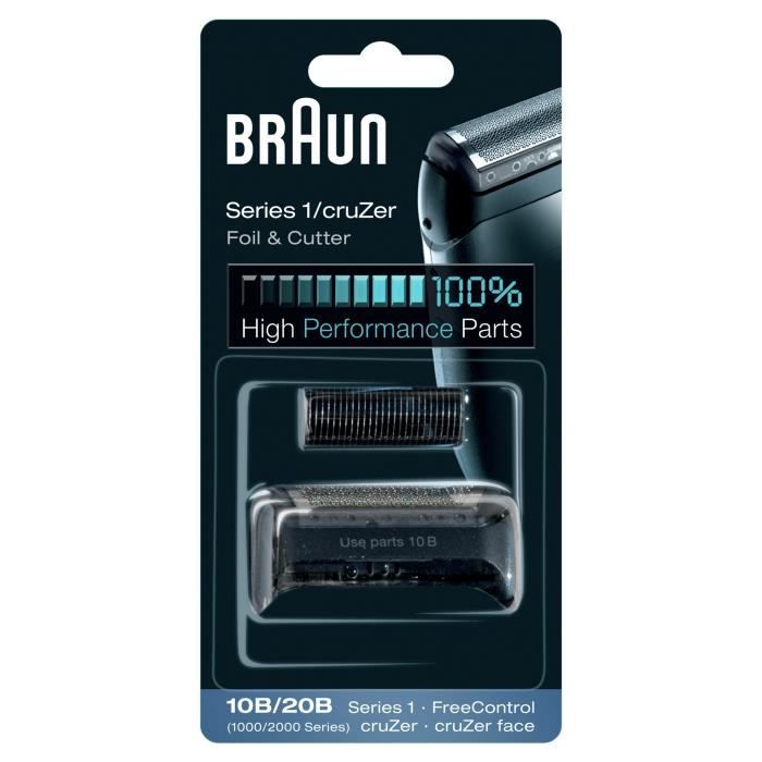 Braun 10B Combi Pack, grille et couteau Black pour rasoir Series 1/Free Control/cruzer face