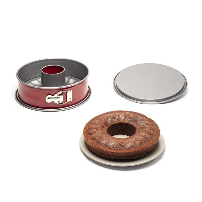 TEFAL Moule a savarin Delibake en acier O 25 cm Rouge et gris Avec charniere