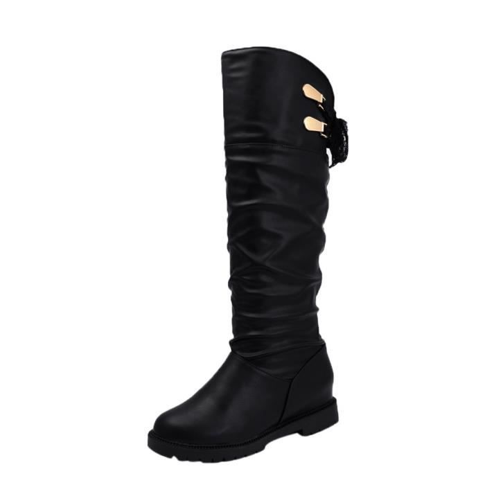 Noir Chaussures Longues En Femme Cuissardes Bottes Souple Confortable Cuir 8274 uji 8BOZfw