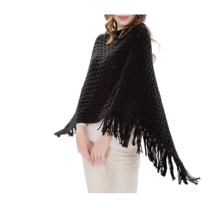 Noir 1pcs Tricot Echarpe Fille En Poncho Elégant Châle Femme Doux Foulard Cape Féminin Epais Avec qqx17gr6