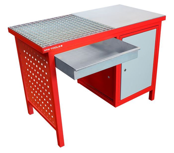 Table De Soudage Mobile 2 étages - 91x61x91 Cm, Charge 272 Kg - 4 Roues Dont 2 Freinées - Avec étagère à Crochets - Rouge - 2