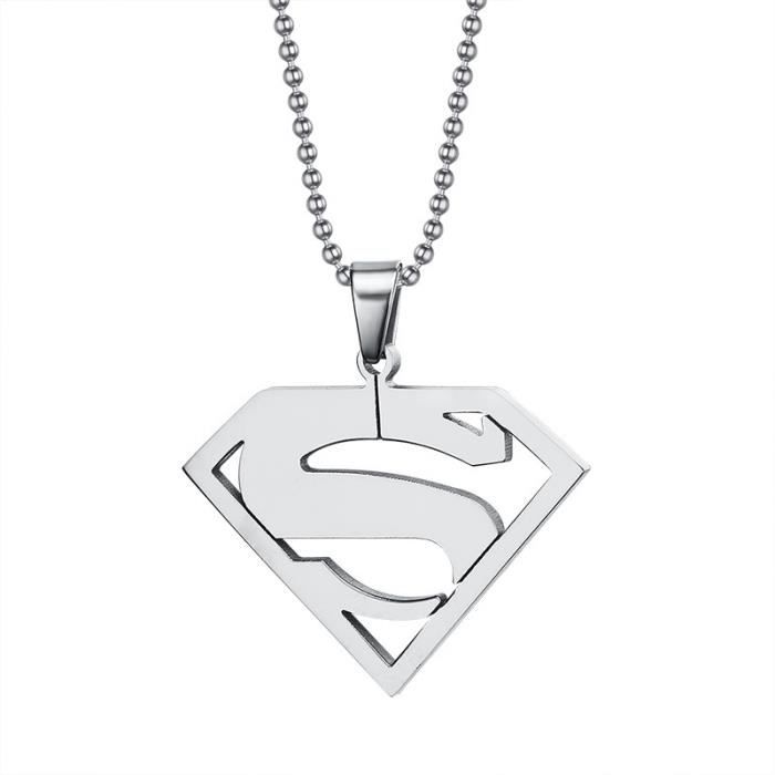 SHARPHY® Colier Enfant Garcon Marque Superman animé acier Pendentif
