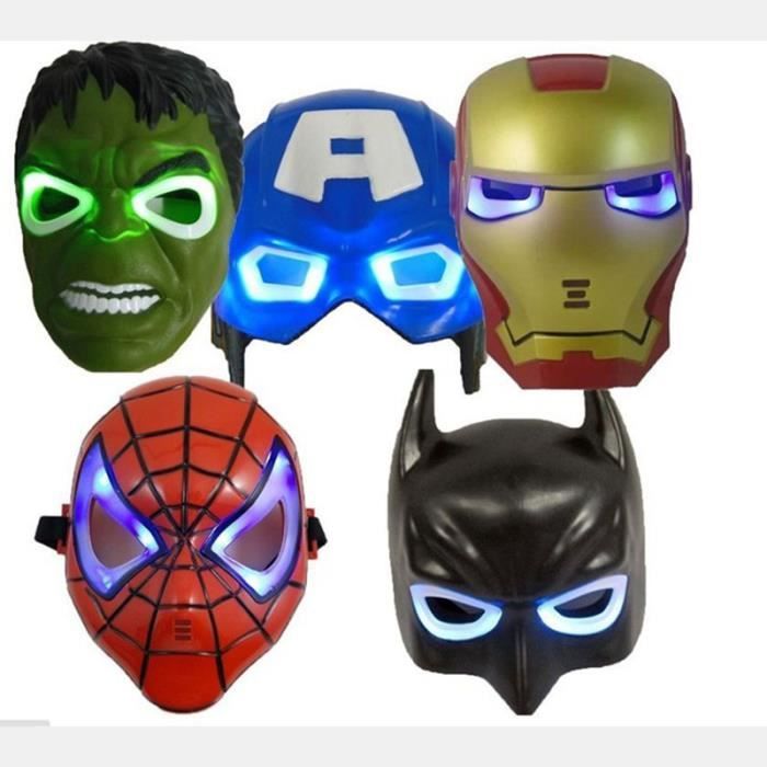 5pcs lot led lumineux masque dclairage captain america spiderman hulk iron man batman figurines fte masque halloween - Masque Captain America 5pcs lot led lumineux masque dclairage captain america spiderman hulk iron man batman figurines fte masque halloween - Masque Captain America