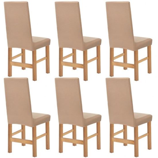 Larges Rayures Chaise Vidaxl Beige De Pièces Étirables Housses 6 F1cuTKlJ3
