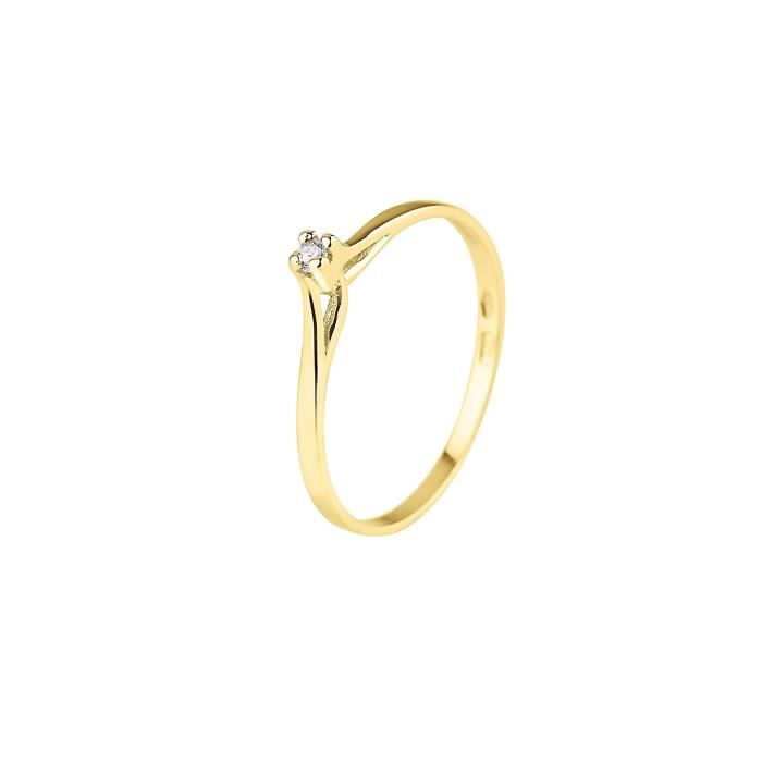 DIAMOND LANE Bague Solitaire Or Jaune 375° et Diamants Femme