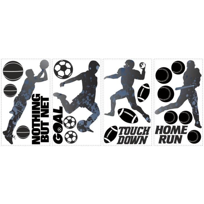 Stickers SILHOUETTES JOUEURS SPORTIFS Roommates Repositionnables (23 stickers)