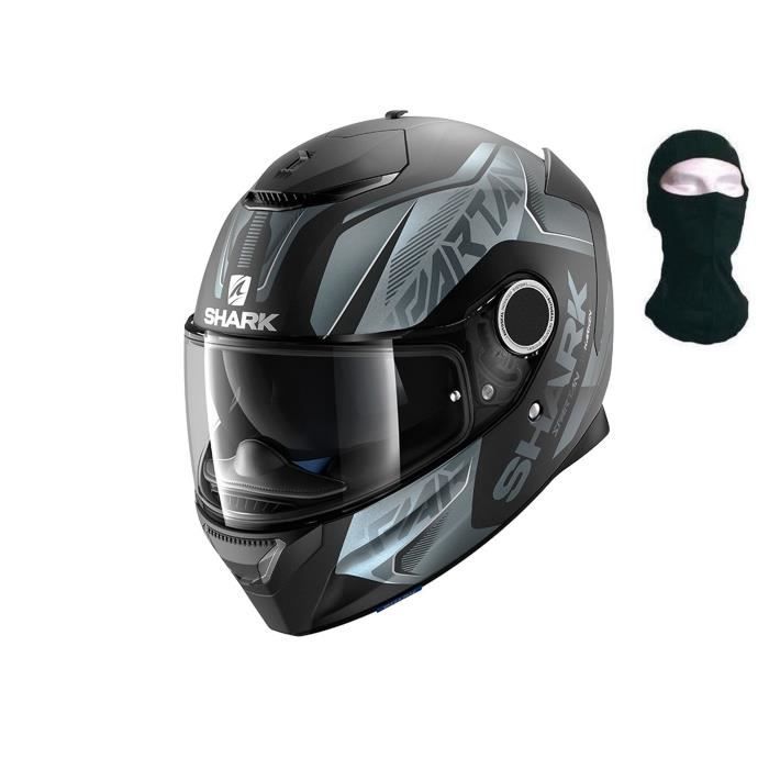 SHARK Casque Intégral Spartan Karken Mat Noir Gris + Cagoule