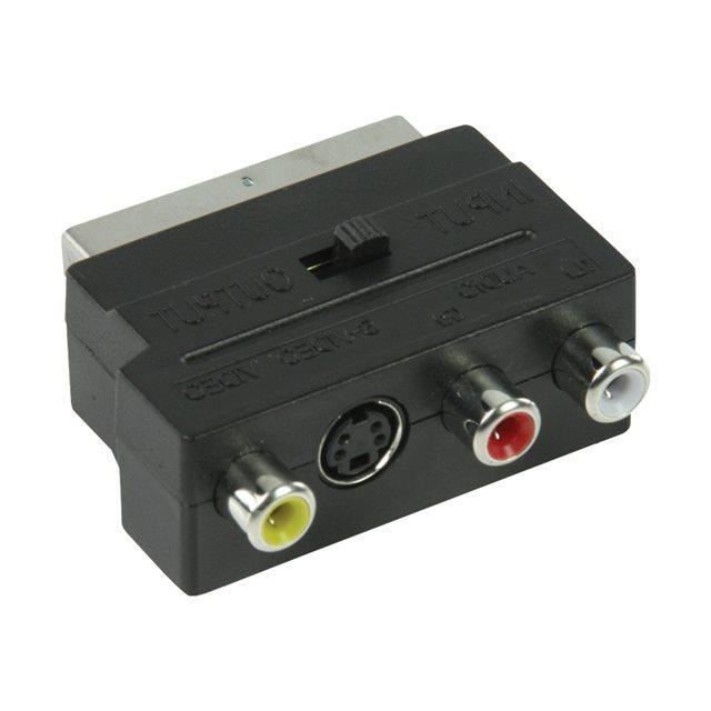 VALUELINE Adaptateur péritel Commutable PERITEL Mâle - S-Vidéo femelle + 3x RCA femelle Noir