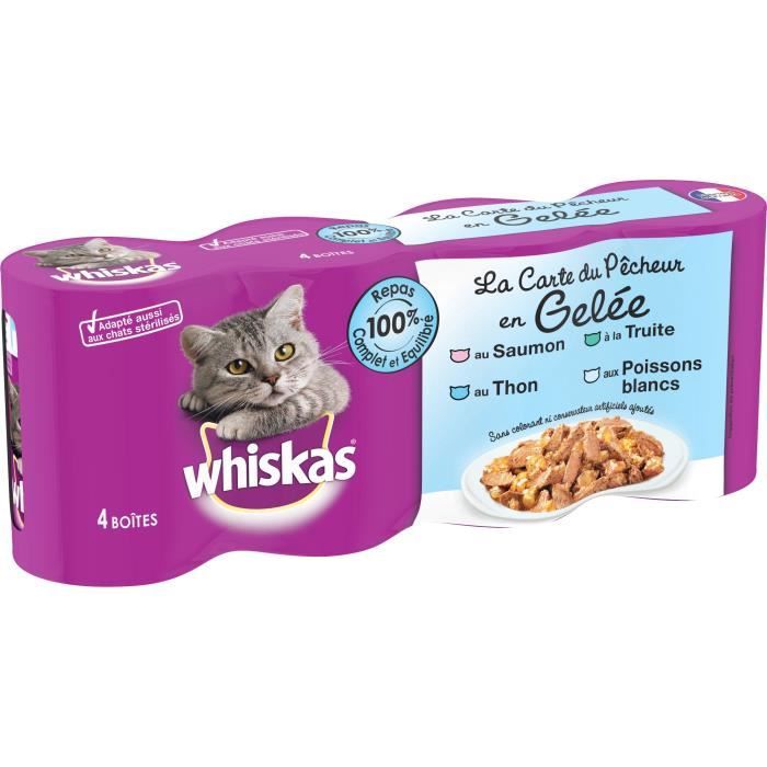 Whiskas - Boîtes La Carte du Pêcheur en Gelée pour Chat - 4x390g