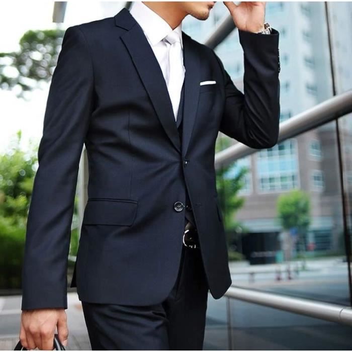 Costume Homme bleu marine deux boutons Costumes de mariage Costumes d\u0027affaires pour les hommes