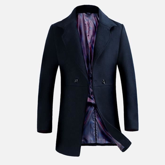 Marin Longue Double Noir vin Laine gris Section bleu Bo Rouge Manteau À Hommes Ewx7XO1Xq
