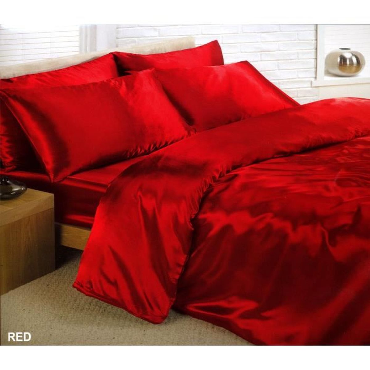 Housse de couette satin rouge - Achat / Vente pas cher