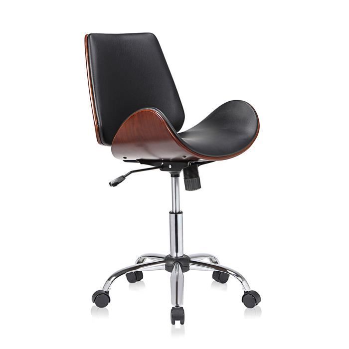 Sit Réglable Constance Chaise Rétro Rembourré Siège Roulettes Noir Brun Hauteur De Bureau En My Pivotant Avec Tabouret Travail A54jRL