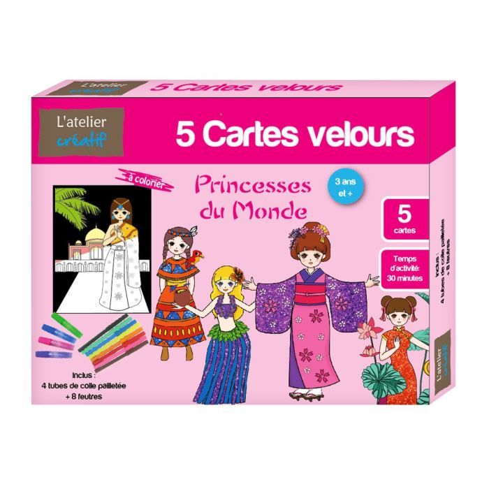 Coffret 5 cartes velours Princesses du monde Achat f ulm