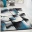 Tapis Design Salon Tapis Poils Ras Chiné Turquoise Gris