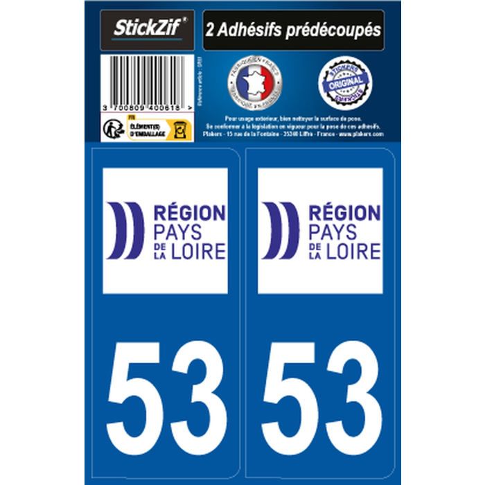 STICKZIF 2 Autocollants Région Département 53 SR53