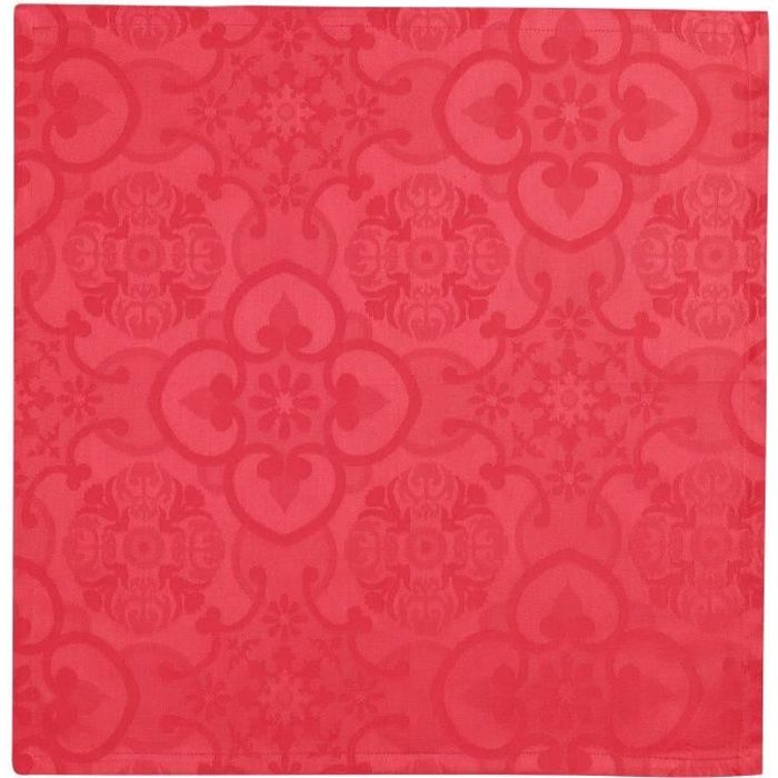 VENT DU SUD Lot de 6 serviettes de table jacquard FARO - 47 x 47 cm - Rouge vermeil