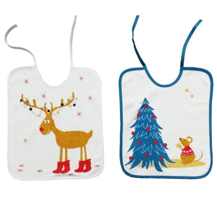 BABYCALIN Lot de 2 bavoirs 1er âge - Bébé mixte - 28 x 32 cm - Renne